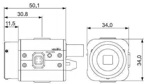 Размеры видеокамеры VC34BSHR-12