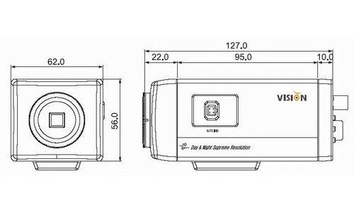 Размеры камеры видеонаблюдения VC56TH-230