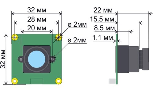 Размеры камеры видеонаблюдения VCB-F8D2H