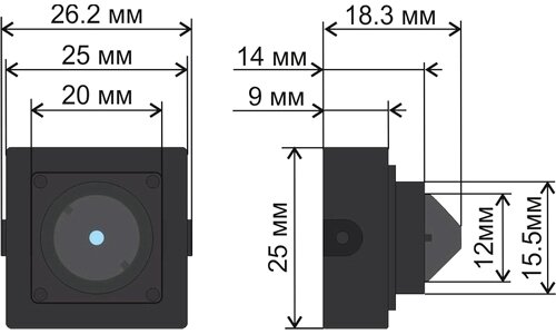Размеры камеры видеонаблюдения VCQ2-P2D2H-P4-28