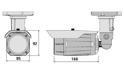 Размеры камеры видеонаблюдения VN7XEH-HVFA12IR