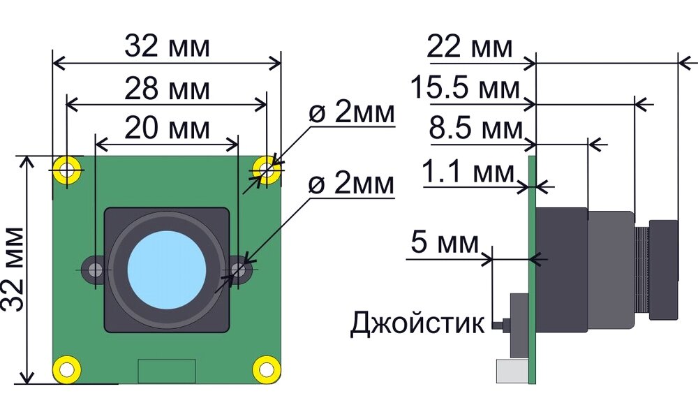 Размеры камеры видеонаблюдения VCB-F8A2W